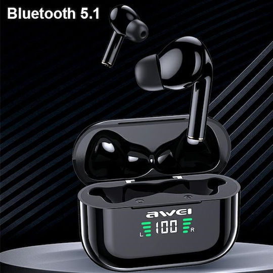 Awei T29P In-ear Bluetooth Handsfree Ακουστικά με Αντοχή στον Ιδρώτα και Θήκη Φόρτισης Μαύρα