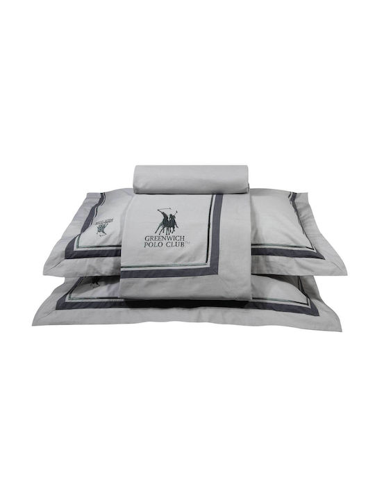 Greenwich Polo Club Duvet Cover Set Cotton Queen with 2 Pillowcases 220x240 2175 Grey