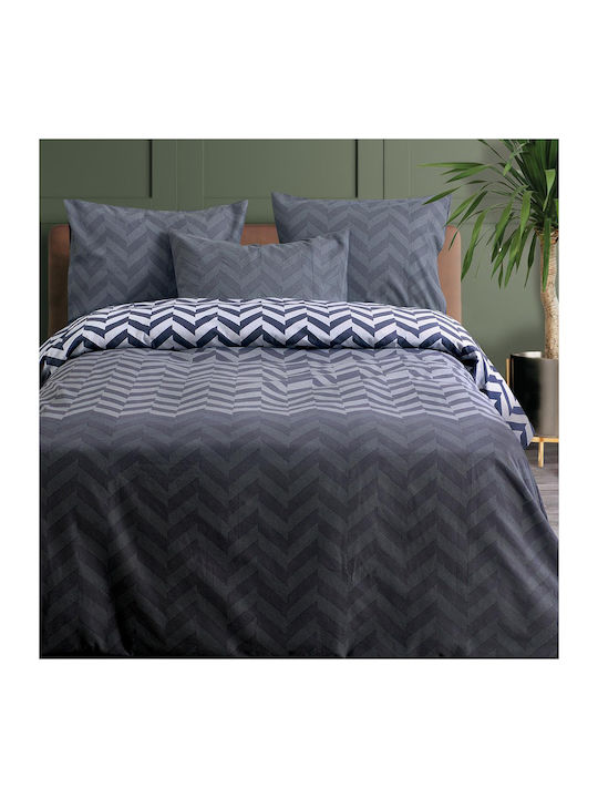 Makis Tselios Home Duvet Cover Set Cotton Queen with 2 Pillowcases 240x260 Zic Zac Grey