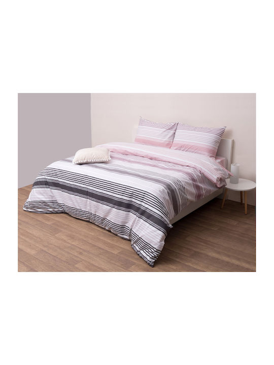 Viopros Ντάλας Semi Double Cotton Duvet Cover Set with Pillowcases 180x240 Σάπιο Μήλο 666349