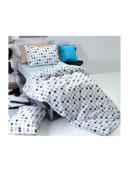 SB Home Duvet Cover Cotton Single 165x240 Sky Stars Blue