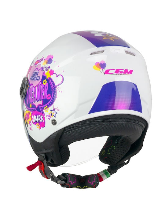 CGM Mini Comics 261G Fuchsia White Children's Motorcycle Helmet Jet ECE 22.06 850gr