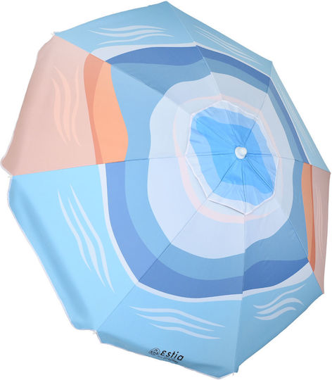 Estia Save the Aegean Folding Beach Umbrella Aluminum Diameter 2m with UV Protection and Air Vent Serene Shores