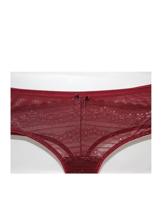 Damen Zeichenfolge mit Spitze Burgundisch