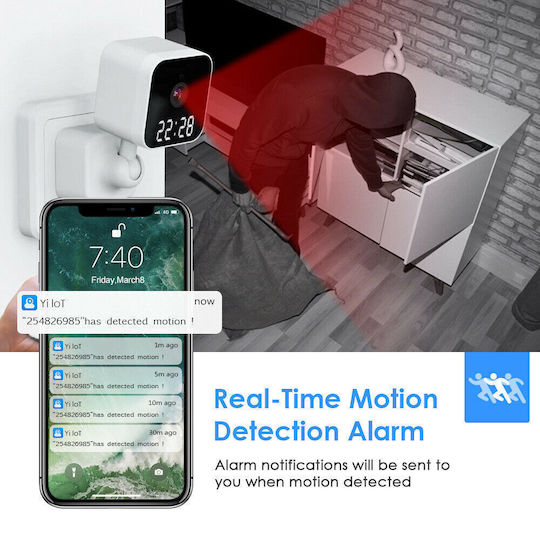 Andowl Hidden Camera WiFi Clock 1080p with Memory Card Slot and Motion Detector