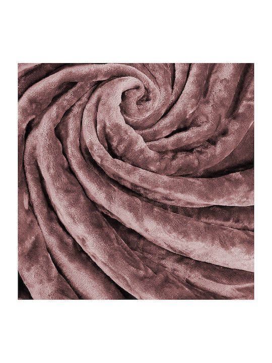 Lino Home Vellut Κουβέρτα Βελουτέ Υπέρδιπλη 220x240εκ. Eng.Rose