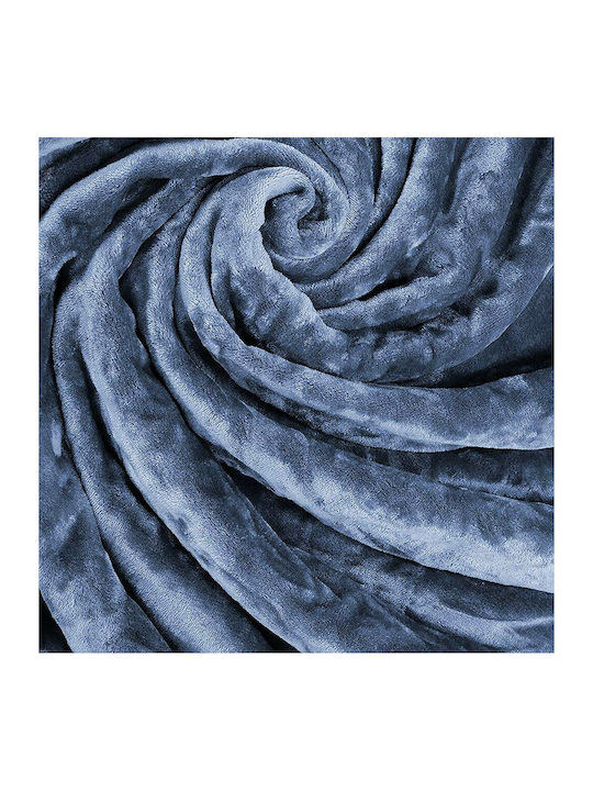 Lino Home Velvet Blanket Velveteen Double Bed 220x240cm Blue