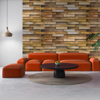 Panouri Decorative 3D Din PVC Cu Adeziv Almond Maro 98x48x0.3cm