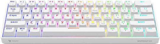 Savio WHITEOUT X2 Gaming Mechanical Keyboard 60% with Outemu Brown switches and RGB lighting (English US) White