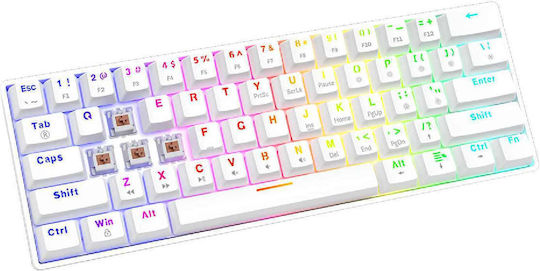 Savio WHITEOUT X2 Gaming Mechanical Keyboard 60% with Outemu Brown switches and RGB lighting (English US) White
