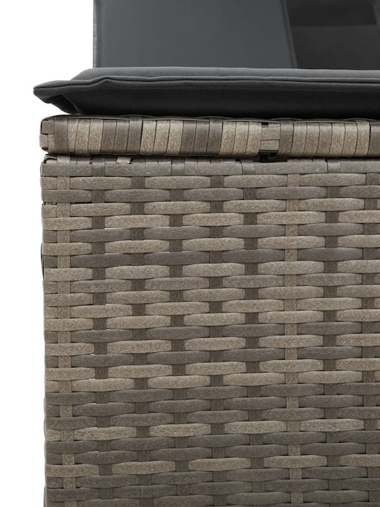 Liegestuhl Doppelter Rattan mit Kissen & Sonnenschirm Gray 136x202x140cm.