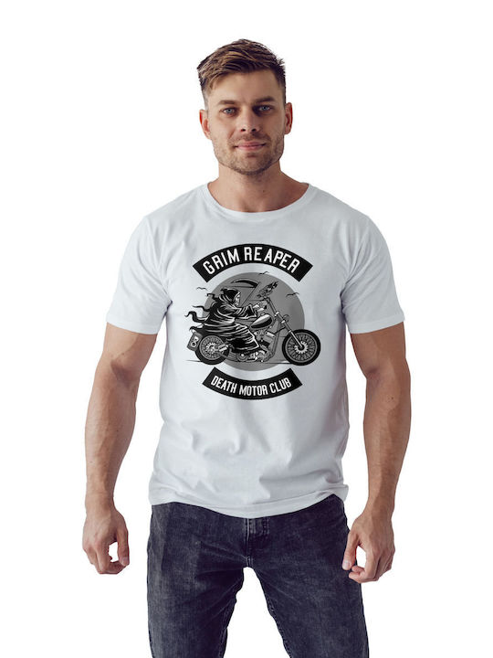 Pop Culture Death Motorcycle T-shirt Weiß
