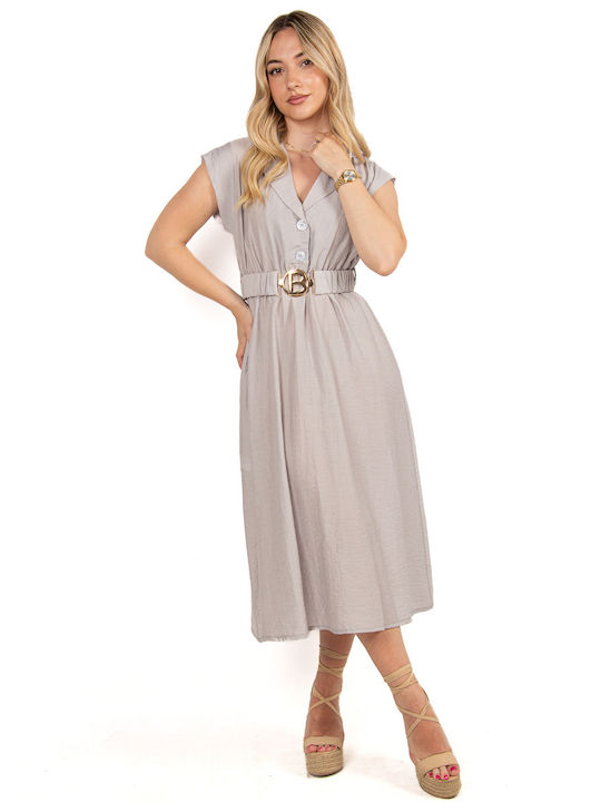 Grey Belted Dress