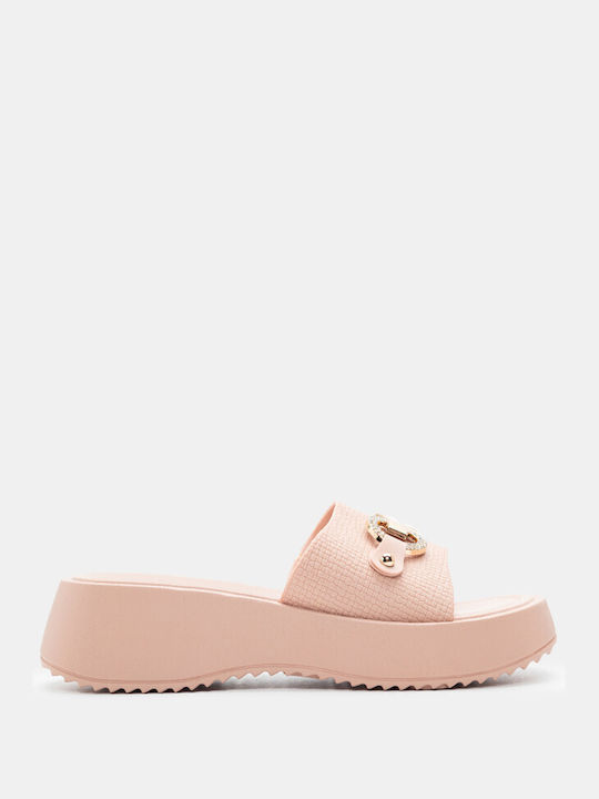 Luigi Women's Flat Sandals Flatforms in Pink Color