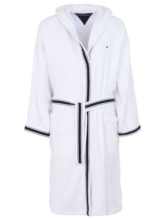 Tommy Hilfiger University Μπουρνούζι με Κουκούλα White 360gr/m²