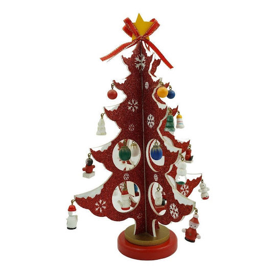 Decorațiune de Crăciun Lemn Braduleț 33cm. Roșu