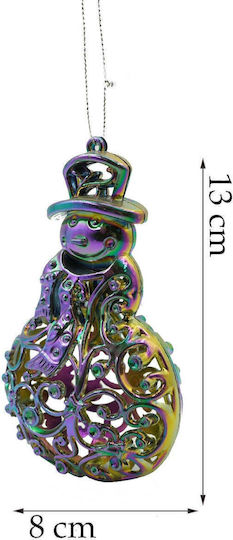 Hanging Snowman Ornament Plastic 13x8cm