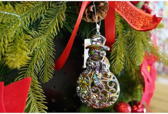 Hanging Snowman Ornament Plastic 13x8cm