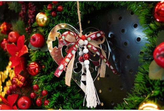 Hängendes Herz Ornament Weiß 26x14cm