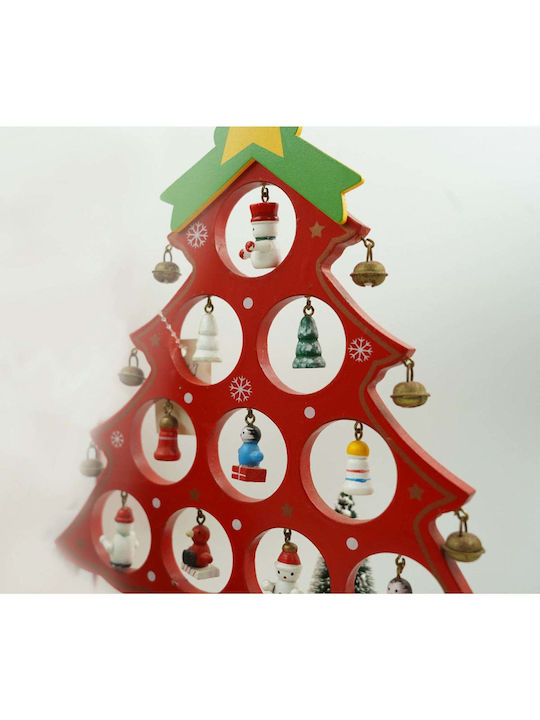 Decorațiune de Crăciun Lemn Braduleț 28cm. Roșu