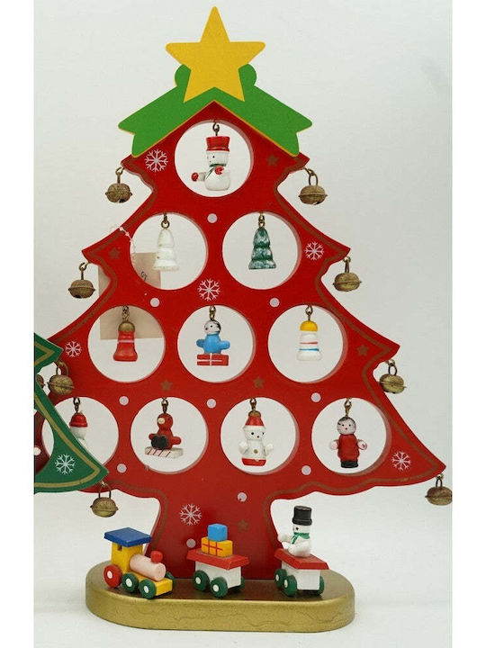 Decorațiune de Crăciun Lemn Braduleț 28cm. Roșu
