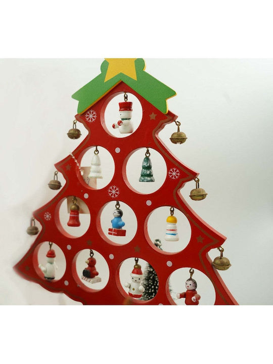 Decorațiune de Crăciun Lemn Braduleț 28cm. Roșu