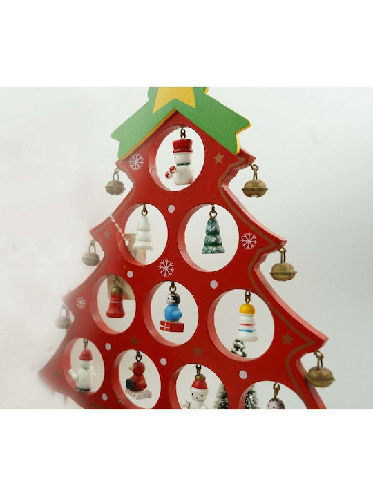 Decorațiune de Crăciun Lemn Braduleț 28cm. Roșu