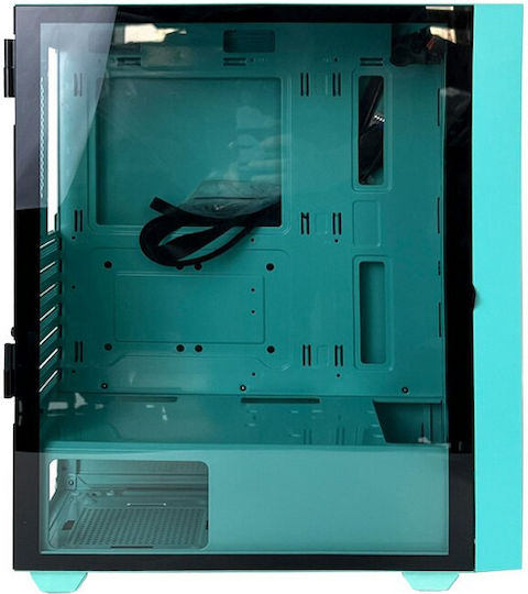 ProGaming Pro Gaming Jungle Mini Tower Computer Case with Side Window and ARGB Lighting Turquoise