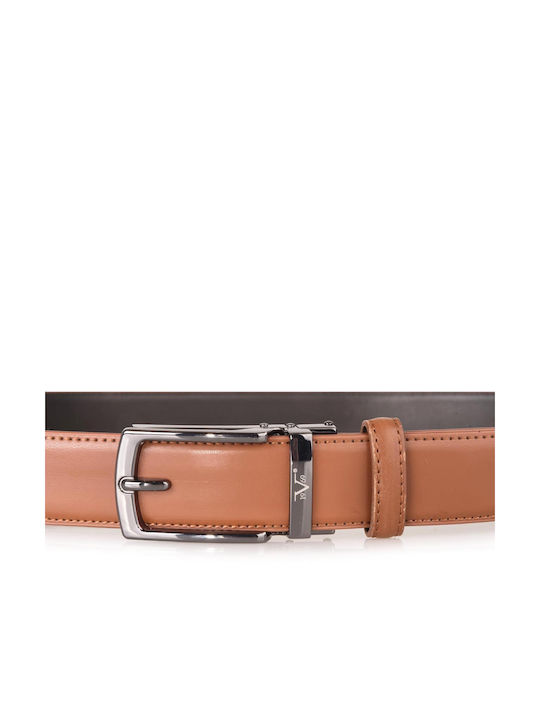 19V69 Men's Leather Belt Tabac Brown