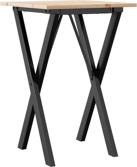 Square Dining Room Table from Solid Wood & Metal Brown 50x50x75cm