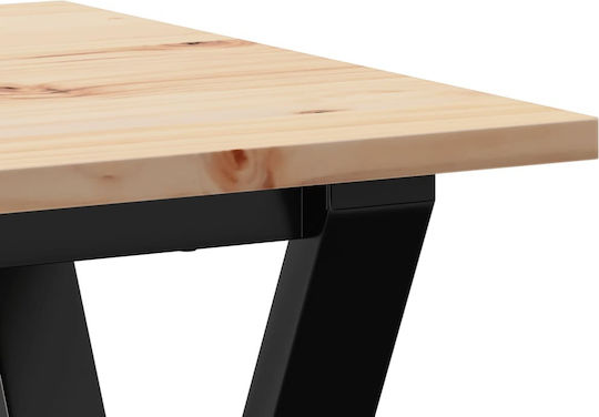 Square Dining Room Table from Solid Wood and Metal Brown 50x50x75cm