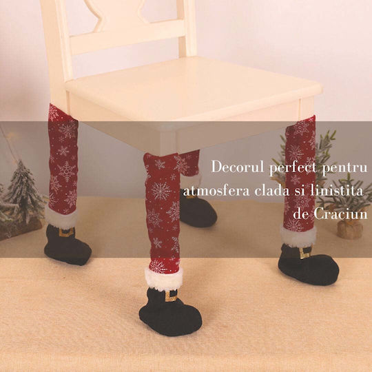 Set 4 Sock-shaped Chair Decorations Flippy Christmas Theme Textile Polyester Material 15 X 43 Cm Red
