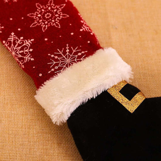 Set 4 Sock-shaped Chair Decorations Flippy Christmas Theme Textile Polyester Material 15 X 43 Cm Red
