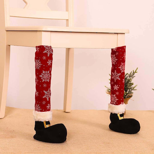 Set 4 Sock-shaped Chair Decorations Flippy Christmas Theme Textile Polyester Material 15 X 43 Cm Red