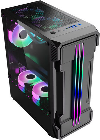 ProGaming Gaming Zerg Midi Tower Κουτί Υπολογιστή με Πλαϊνό Παράθυρο και ARGB Φωτισμό Μαύρο