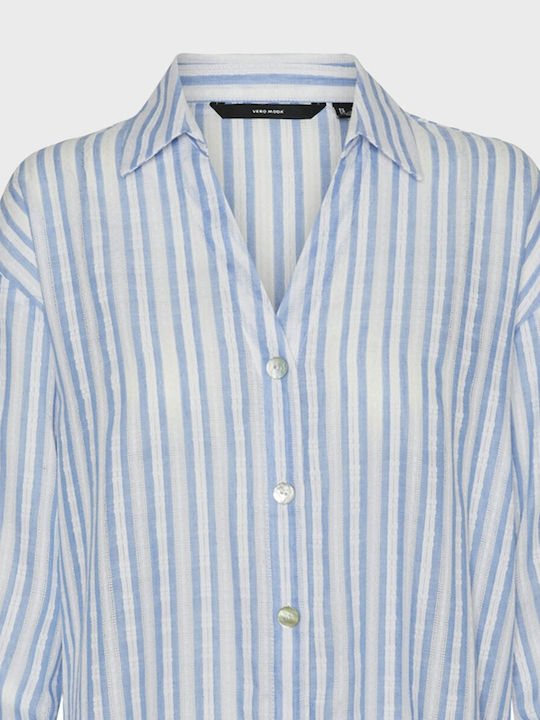 Vero Moda Women's Striped Long Sleeve Shirt Blue