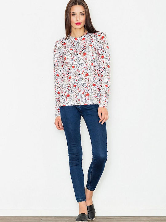 Figl Women's Blouse Long Sleeve Floral White