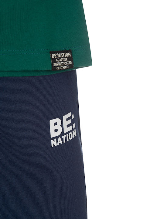 Kids' Set with Shorts Summer 2pcs Green-blue Navy-white