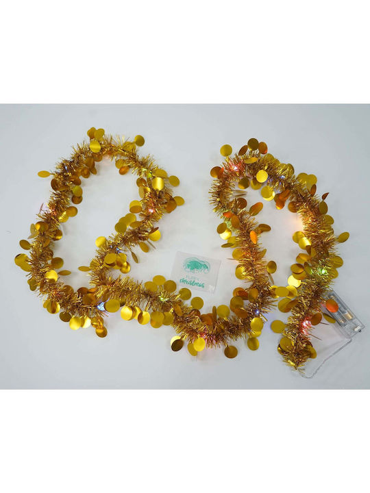 Crăciun Ghirlande Iluminată Plastică Auriu 200x5cm 1buc