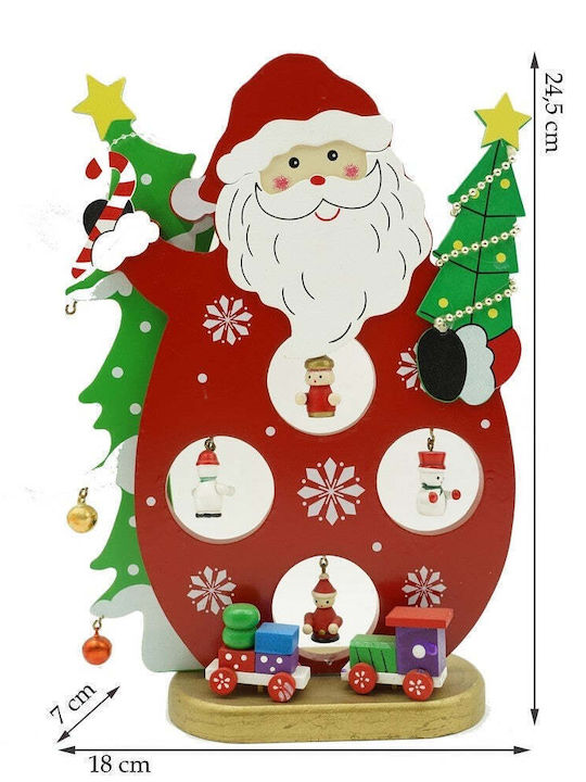 Decorativ Moș Crăciun Roșuς din Lemn 24.5x18cm.