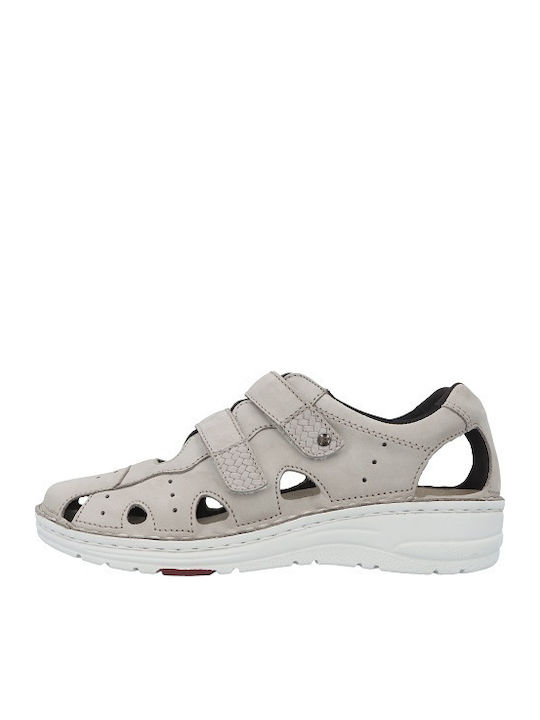 Larena Leather Women's Flat Sandals Anatomic in Gray Color