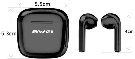 Awei T26 Earbud Bluetooth Handsfree Ακουστικά με Θήκη Φόρτισης Μαύρα