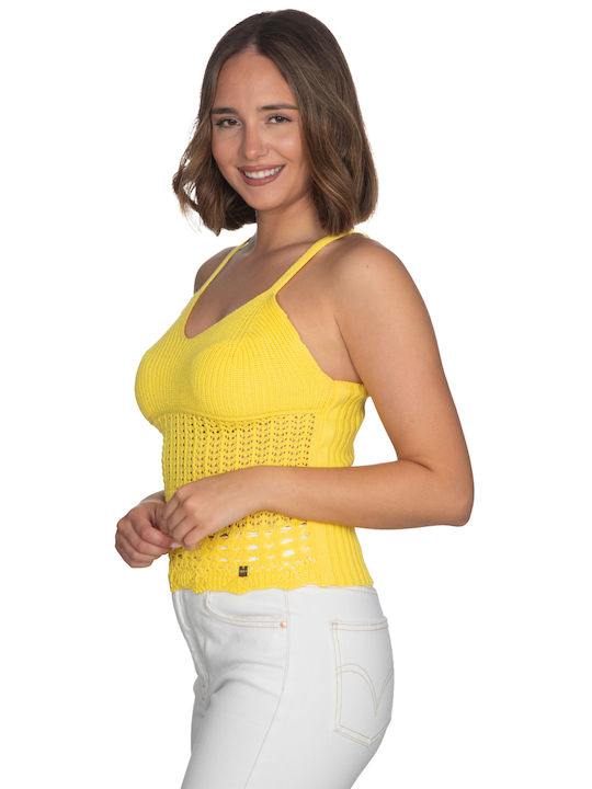Vera Damen Sommer Bluse mit Trägern Gelb