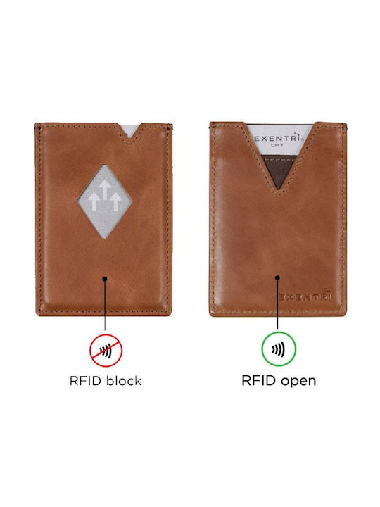 Кожен Мъжки Портфейл За Карти С RFID Кафяв