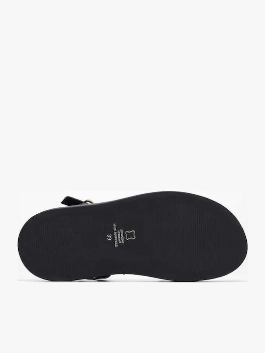 Leather Women's Flat Sandals Flatforms in Black Color