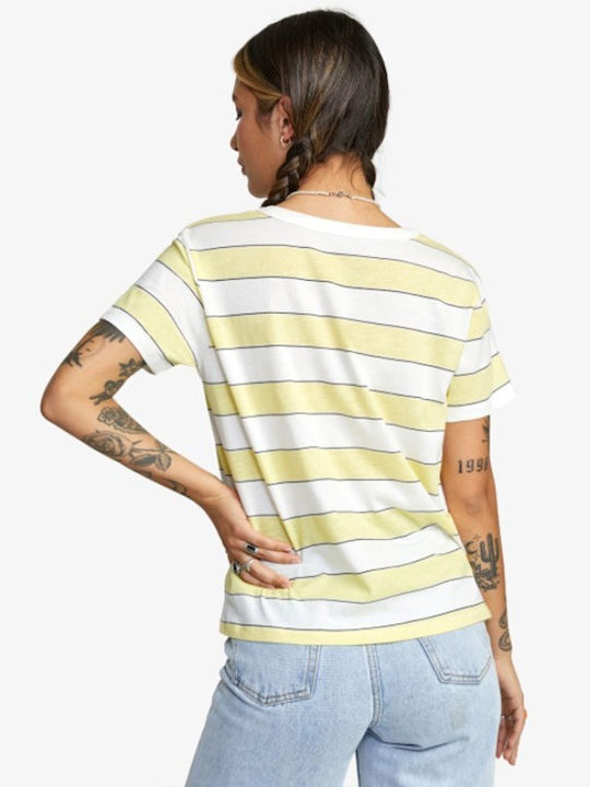 RVCA Women's T-shirt Striped Yellow