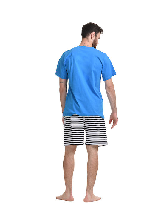 Gazzaz Herren Baumwollpyjama "Guten Morgen Schatz" - 001007 Blau Roua