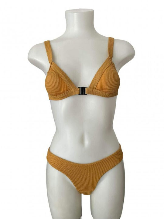 Pamina Women's Ribbed Bikini Set in Mustard color