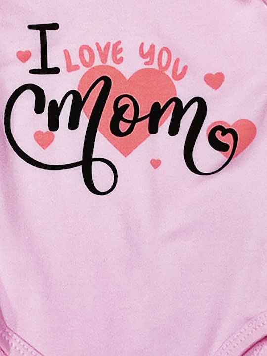 Baby bodysuit 'I love you mom' pink (3-18 months)