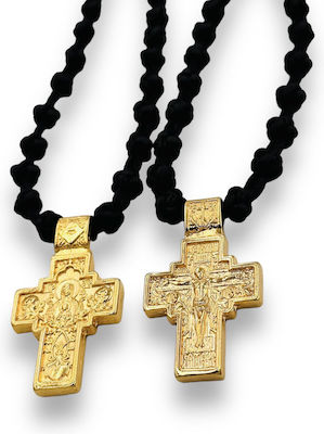 Necklace 50 knots silk with metallic cross